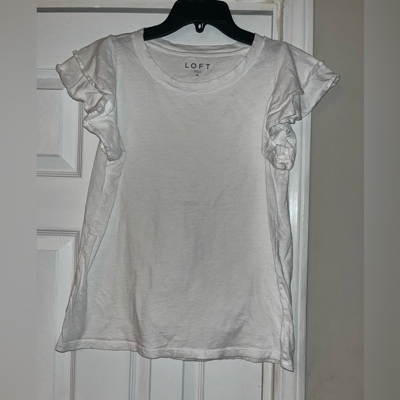LOFT White Top with Cute Sleeves, Size Medium - Picture 1 of 3